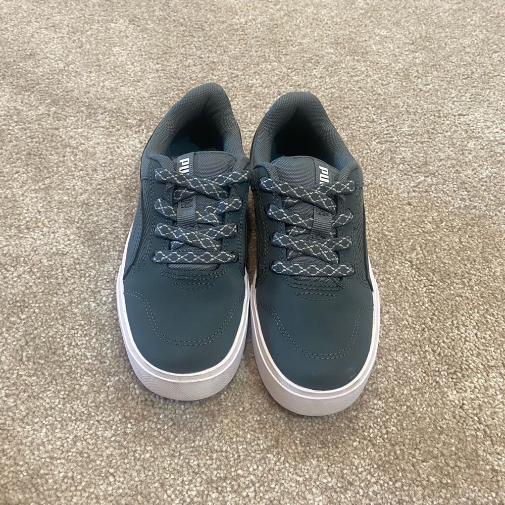 Puma Gray Low-Top Sneakers with Lace-Up Design